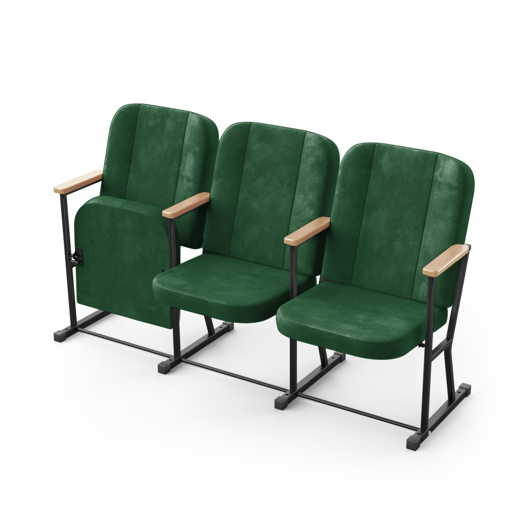 Крісло секційне ПРЕМ'ЄРА АЛЕГРО з дерев'яним підлокітником, 3секції